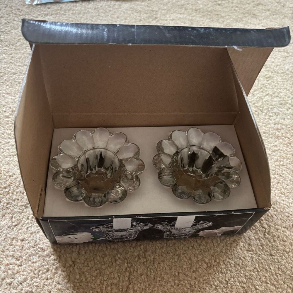 Forever Crystal Set Of Two Candle/Votive Holders Style #31560 Unused